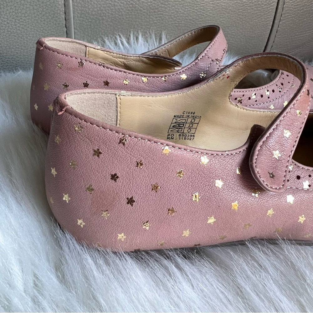 Mini Boden Girls Gold Star Leather Mary Janes Ballet Pink Sz 32 US 1 Wedding - Picture 5 of 17